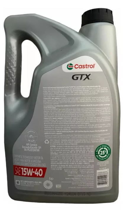 Castrol Aceite de Motor GTX 15W40 4.73Lts Garrafa PLATINA CLIO (RECOMENDADO)