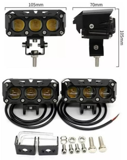 2 Pzs Faros Auxiliares Doble Color Led 70w Para Auto Moto