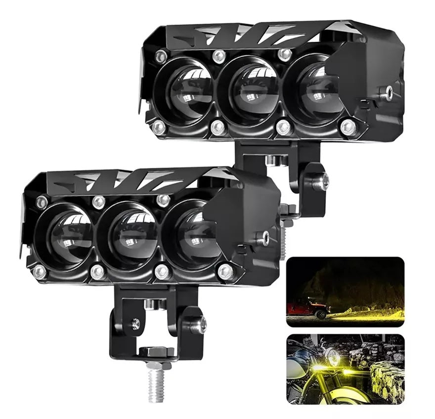 2 Pzs Faros Auxiliares Doble Color Led 70w Para Auto Moto