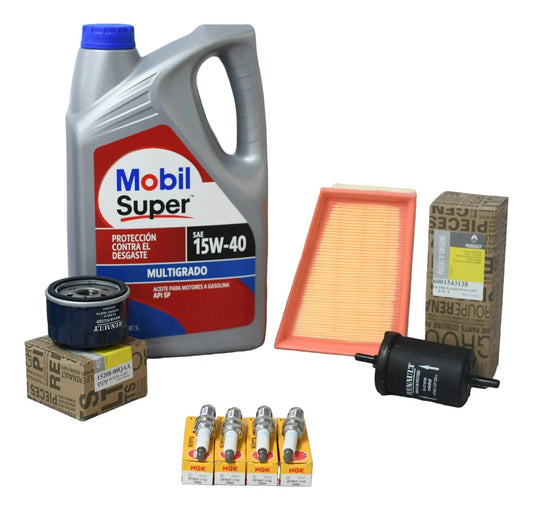 Kit Afinación Platina Clío 2002 - 2010 Mobil 15w40 Bujias